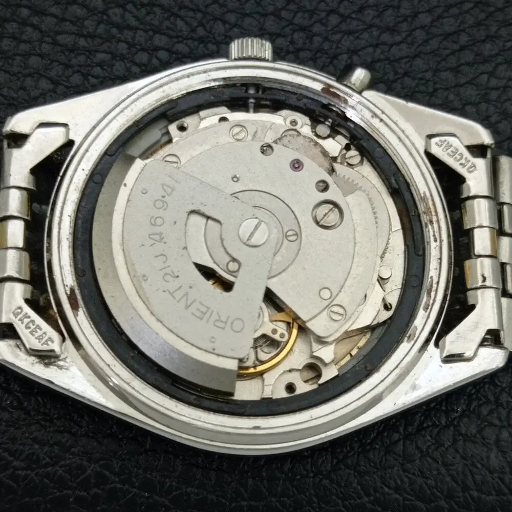 Vintage 1989 Orient Automatic Mens Silver Watch W/daydate & Gold accents